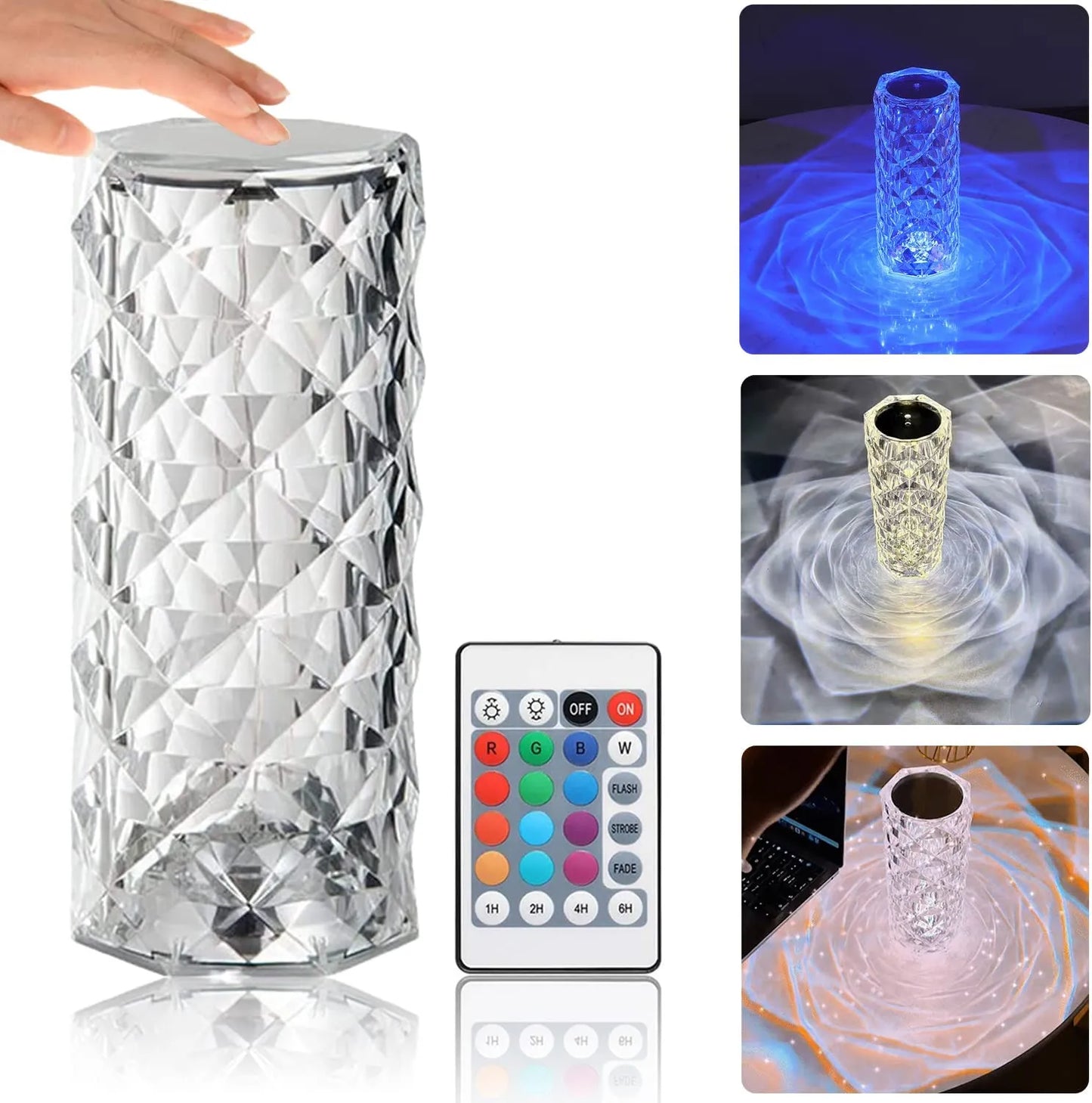 16 Color Daimond Crystal Lamp With Remote LED Crystal Table Lamp (S)