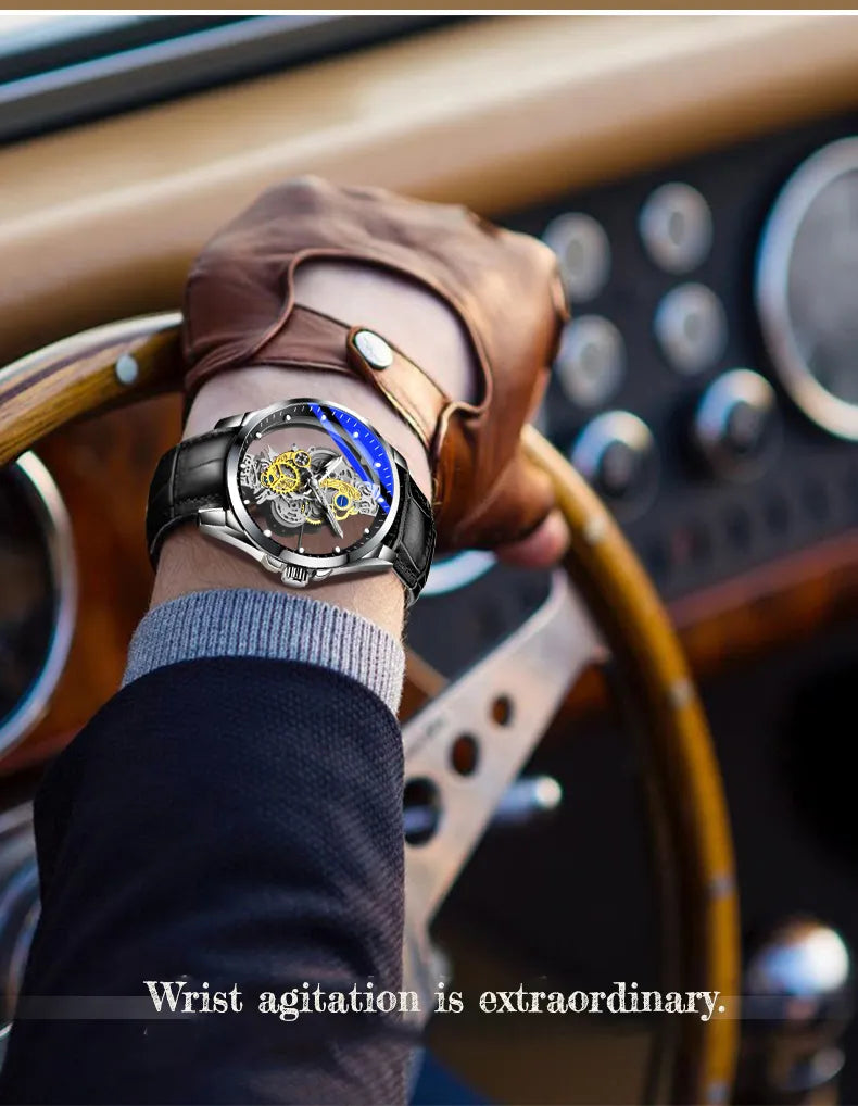 Men Watch Skeleton Automatic Quartz Watch Gold Skeleton Vintage Man Watch Mens Watches Top Brand Luxury