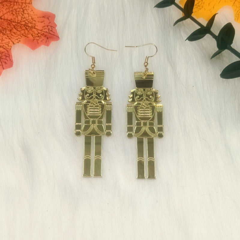 Christmas Soldier Gingerbread Man Earrings Simple